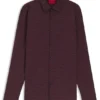 Printed slim-fit shirt in cotton poplin