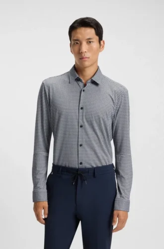 Printed slim-fit shirt in flex-weave fabric