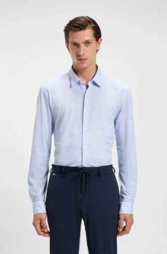 Printed slim-fit shirt in flex-weave fabric