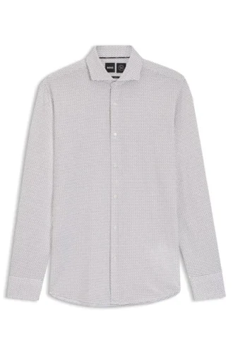 Printed slim-fit shirt in Italian-made performance-stretch jersey