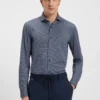 Printed slim-fit shirt in Italian-made performance-stretch jersey