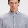 Printed slim-fit shirt in Italian-made performance-stretch jersey