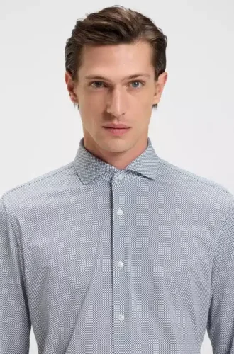Printed slim-fit shirt in Italian-made performance-stretch jersey