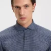 Printed slim-fit shirt in Italian-made performance-stretch jersey