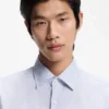 Printed slim-fit shirt in Italian-made twill