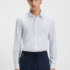 Printed slim-fit shirt in Italian performance-stretch jersey