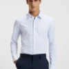 Printed slim-fit shirt in Italian performance-stretch jersey