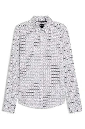Printed slim-fit shirt in Italian performance-stretch jersey Printed slim-fit shirt in Italian performance-stretch jersey