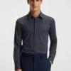 Printed slim-fit shirt in Italian performance-stretch jersey