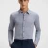 Printed slim-fit shirt in Italian performance-stretch jersey