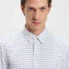 Printed slim-fit shirt in Italian performance-stretch jersey