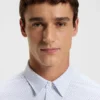 Printed slim-fit shirt in Italian performance-stretch jersey