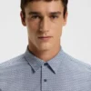 Printed slim-fit shirt in Italian performance-stretch jersey