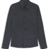 Printed slim-fit shirt in Italian performance-stretch jersey