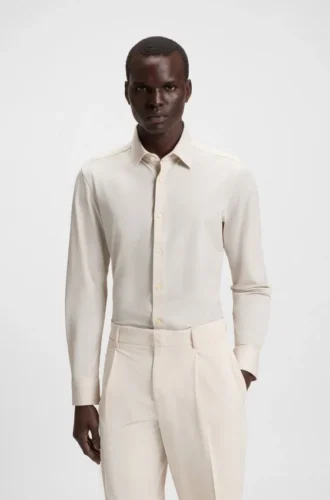 Printed slim-fit shirt in performance-stretch fabric