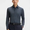 Printed slim-fit shirt in performance-stretch fabric