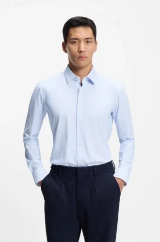 Printed slim-fit shirt in performance-stretch jersey Printed slim-fit shirt in performance-stretch jersey