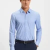 Printed slim-fit shirt in performance-stretch jersey