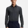Printed slim-fit shirt in performance-stretch jersey