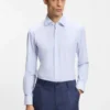 Printed slim-fit shirt in performance-stretch jersey