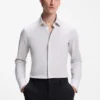 Printed slim-fit shirt in performance-stretch jersey