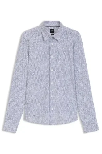 Printed slim-fit shirt in performance-stretch jersey