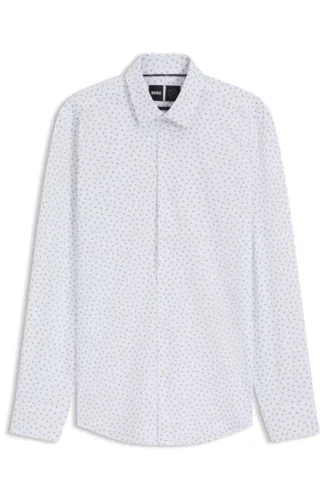Printed slim-fit shirt in performance-stretch jersey