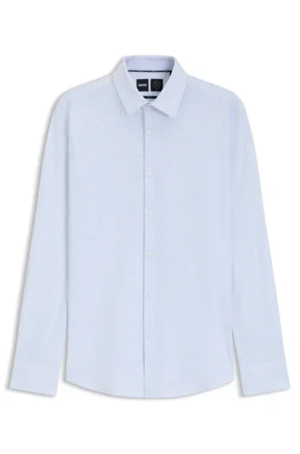 Printed slim-fit shirt in performance-stretch jersey