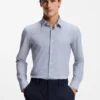 Printed slim-fit shirt in performance-stretch jersey