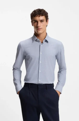 Printed slim-fit shirt in performance-stretch jersey Printed slim-fit shirt in performance-stretch jersey