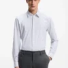 Printed slim-fit shirt in performance-stretch jersey