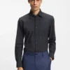 Printed slim-fit shirt in performance-stretch jersey