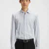 Printed slim-fit shirt in performance-stretch jersey