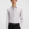Printed slim-fit shirt in performance-stretch jersey