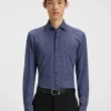 Printed slim-fit shirt in performance-stretch jersey