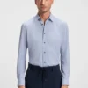 Printed slim-fit shirt in performance-stretch jersey