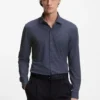 Printed slim-fit shirt in performance-stretch jersey