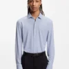 Printed slim-fit shirt in performance-stretch jersey