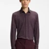 Printed slim-fit shirt in performance-stretch jersey