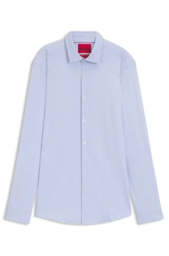 Printed slim-fit shirt in performance-stretch jersey