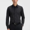 Printed slim-fit shirt in performance-stretch jersey