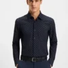 Printed slim-fit shirt in performance-stretch jersey