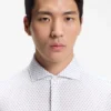 Printed slim-fit shirt in performance-stretch jersey