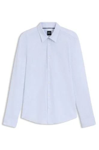 Printed slim-fit shirt in performance-stretch jersey