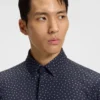 Printed slim-fit shirt in performance-stretch jersey