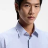 Printed slim-fit shirt in performance-stretch jersey
