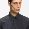 Printed slim-fit shirt in performance-stretch jersey