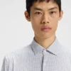 Printed slim-fit shirt in performance-stretch jersey