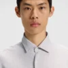 Printed slim-fit shirt in performance-stretch jersey