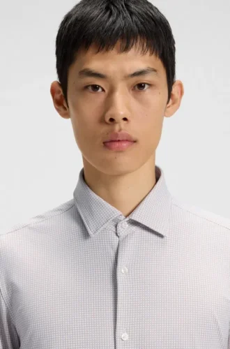 Printed slim-fit shirt in performance-stretch jersey